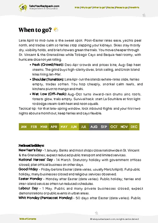 example page 3 from our offline Travel Guide for Saint Vincent and the Grenadines
